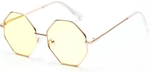

Солнцезащитные очки Polygon Square для женщин, маленькая металлическая оправа, солнцезащитные очки для мужчин с защитой от УФ-излучения, модный аксессуар для очков MTZJH, Gold Yellow