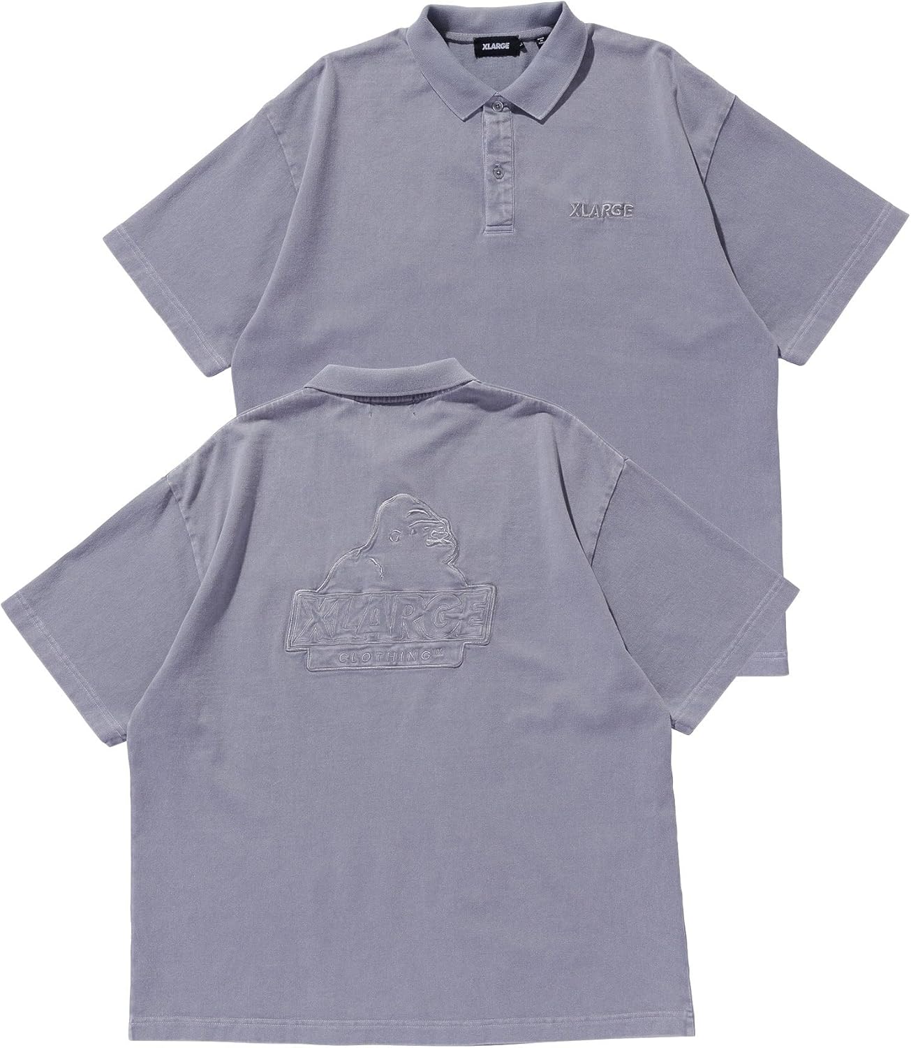 

Мужская повседневная рубашка-поло XLARGE с химической обработкой и косым кроем, серый
