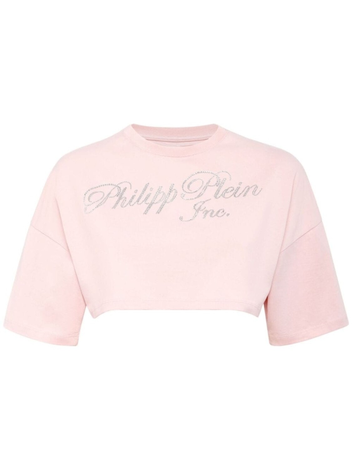 

Укороченная футболка с логотипом Philipp Plein, розовая