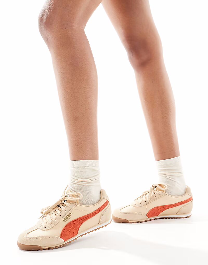 Кроссовки Puma Arizona бежевого и красного цвета — фото 3