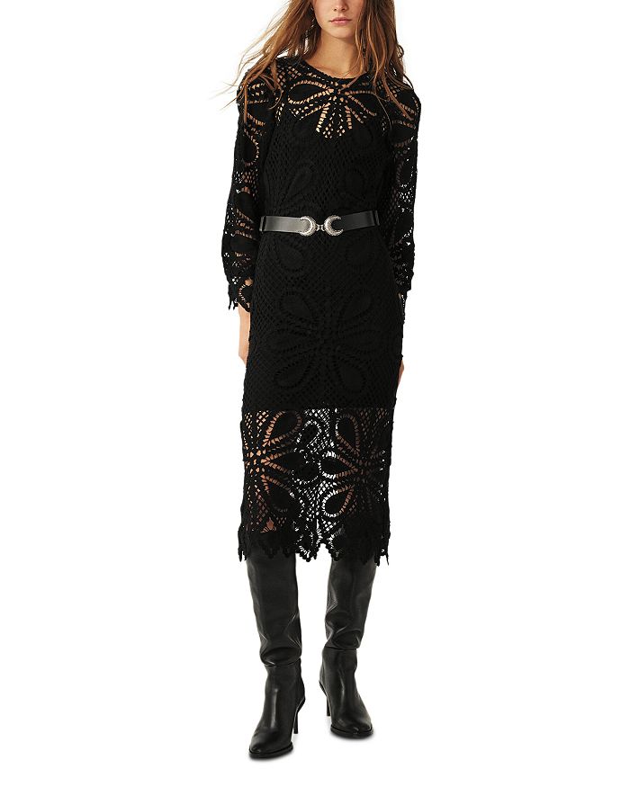 

Платье-миди Grace Floral Crochet ba&sh, черный