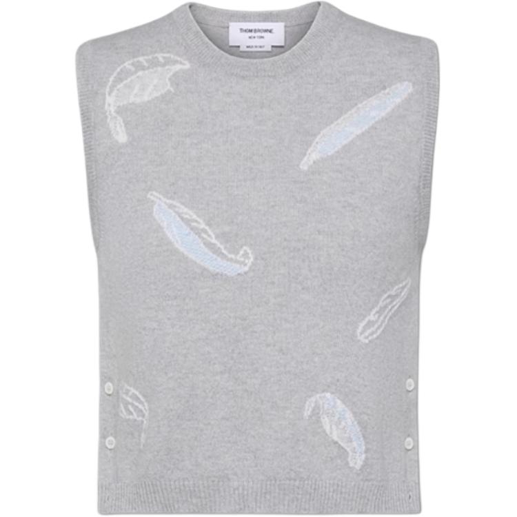 

Футболка с интарсией из кашемира THOM BROWNE, светло-серый