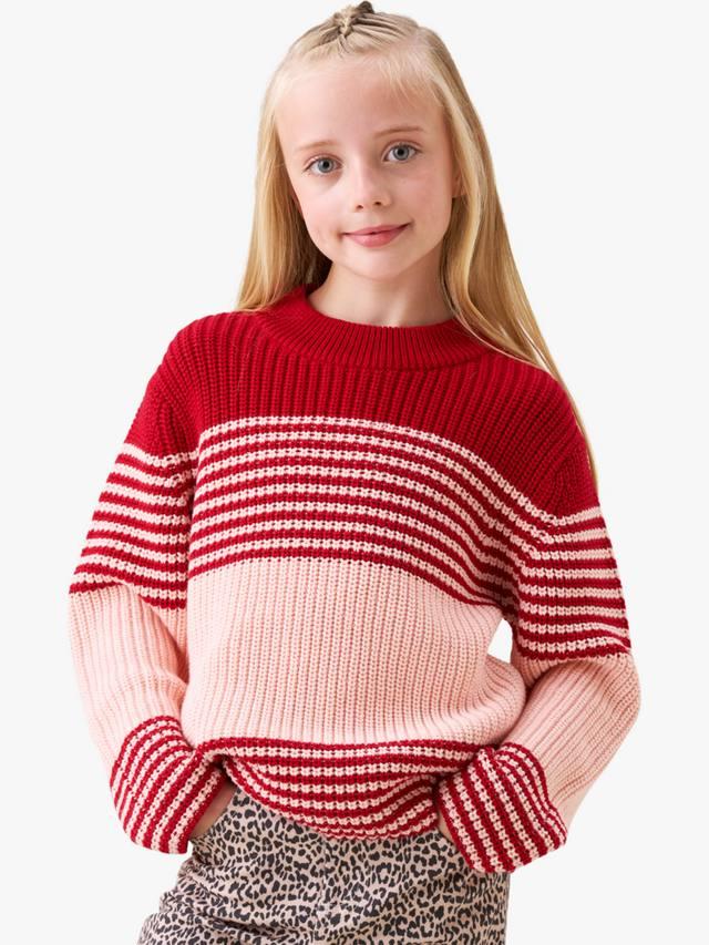 

Детский хлопковый джемпер расслабленного кроя в полоску Angel & Rocket, Red