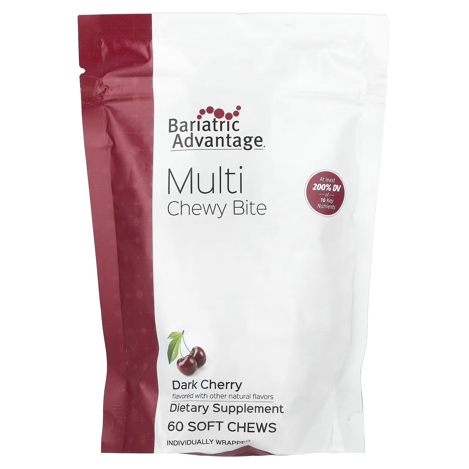 

Multi Chewy Bite, Темная вишня, 60 мягких жевательных конфет Bariatric Advantage