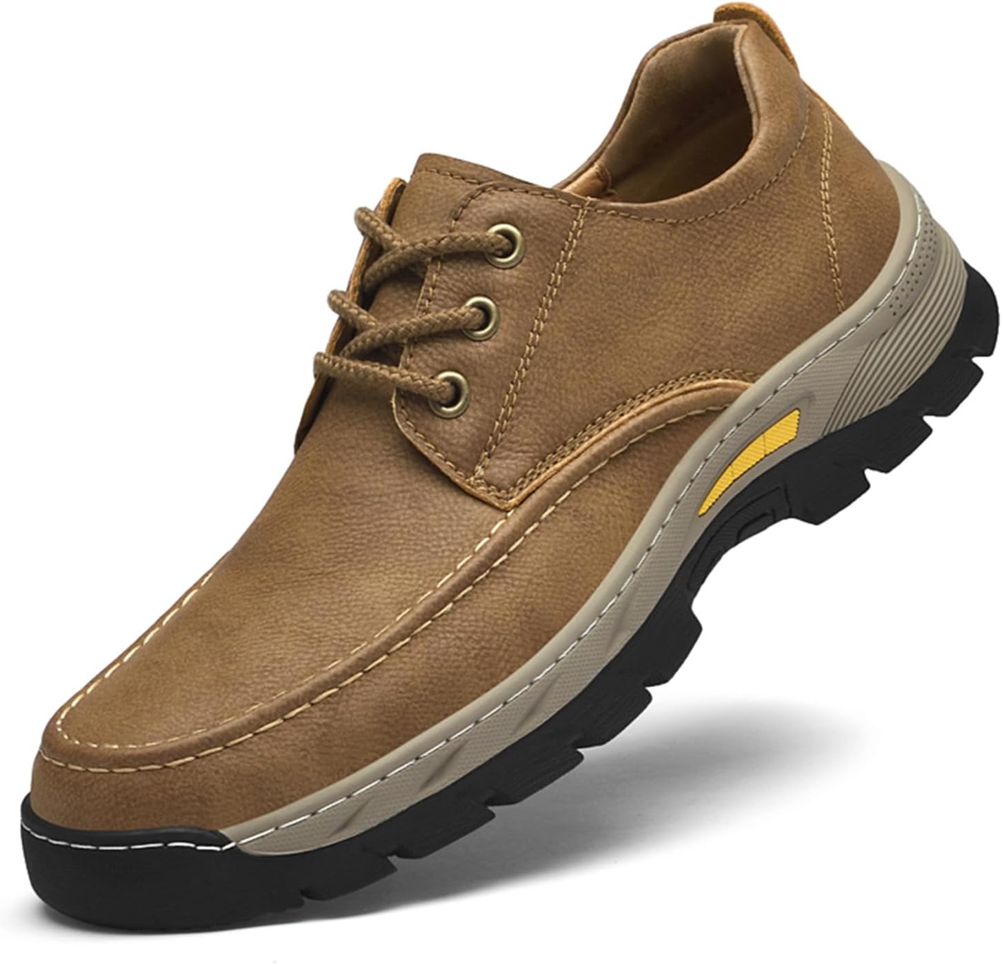 

Мужские водонепроницаемые кожаные низкие походные туфли, повседневные с шнуровкой, противоскользящие, износостойкие с толстой подошвой, для прогулок на улице, кроссовки-мокасины для работы Ptnoka, коричневый