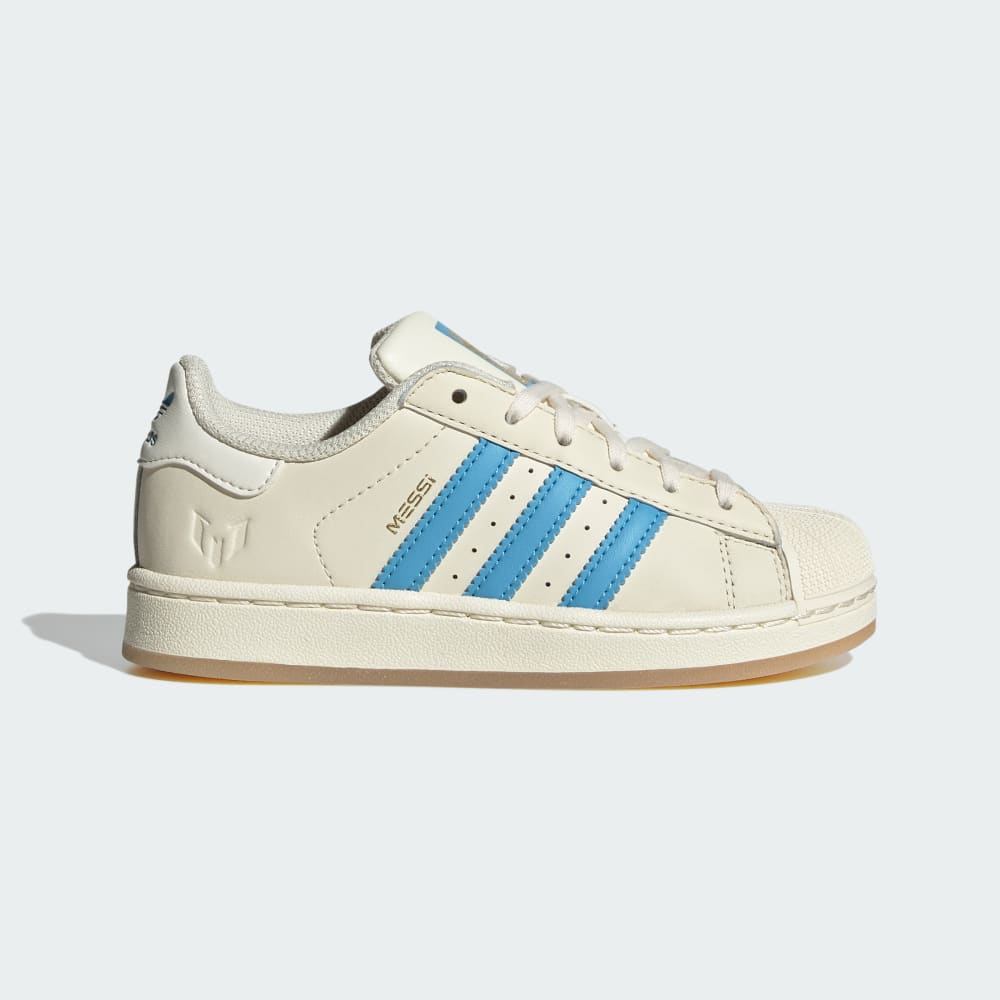 

Кроссовки Adidas Superstar Messi Shoes Kids, цвет Cream White/Semi Blue Burst/Gold Metallic