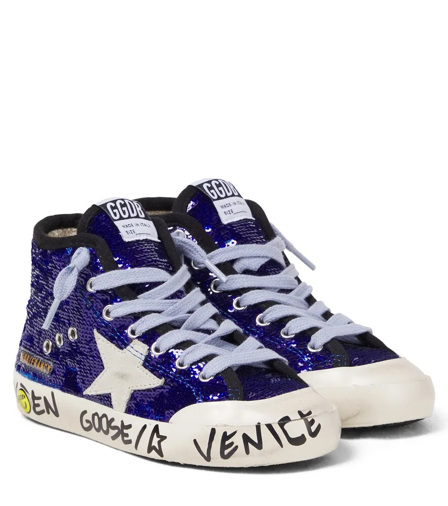 Кроссовки Francy Penstar с пайетками Golden Goose Kids, синий