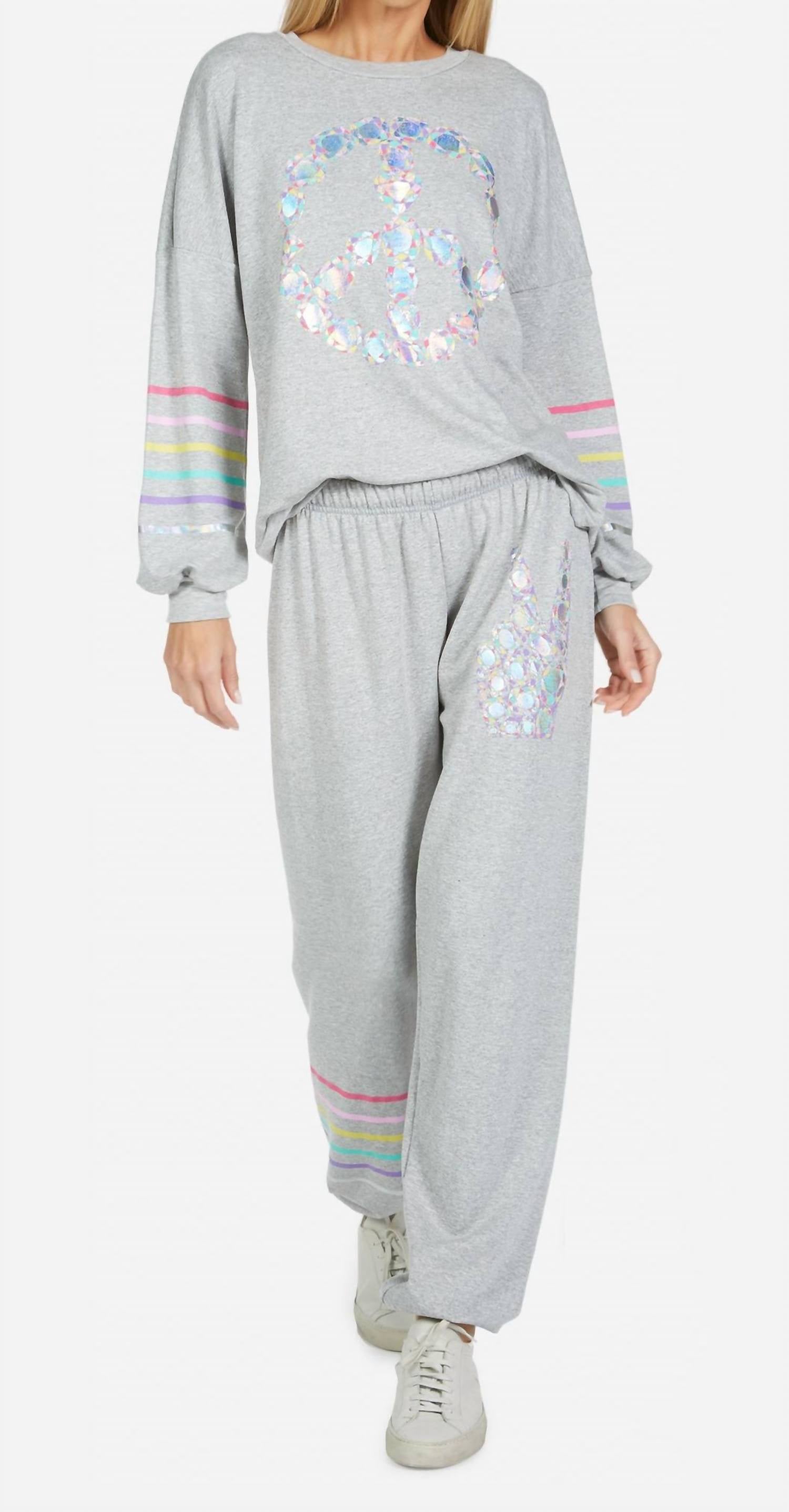 

Спортивные штаны Tanzy Color Diamond Peace серого цвета Lauren Moshi