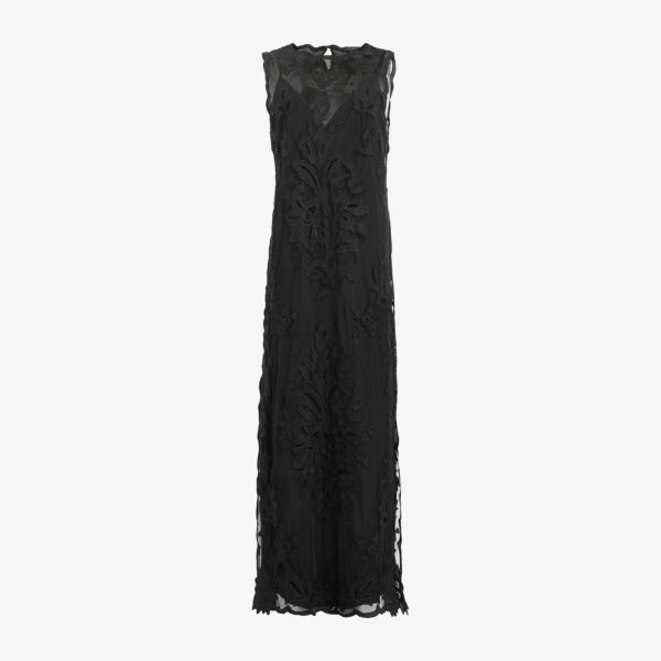 

Рубашка Rye regular-fit с вышивкой, без рукавов, макси Allsaints, черный