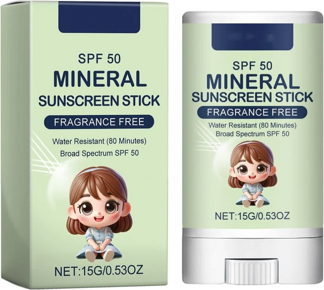 Солнцезащитный стик для детей и чувствительной кожи Baby Sunscreen Stick 50, SPF 50, 40 г, мятно-зеленый Generic