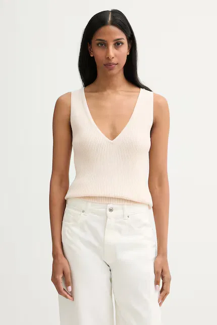Кардиган хлопковый с топом Calvin Klein, бежевый — фото 2