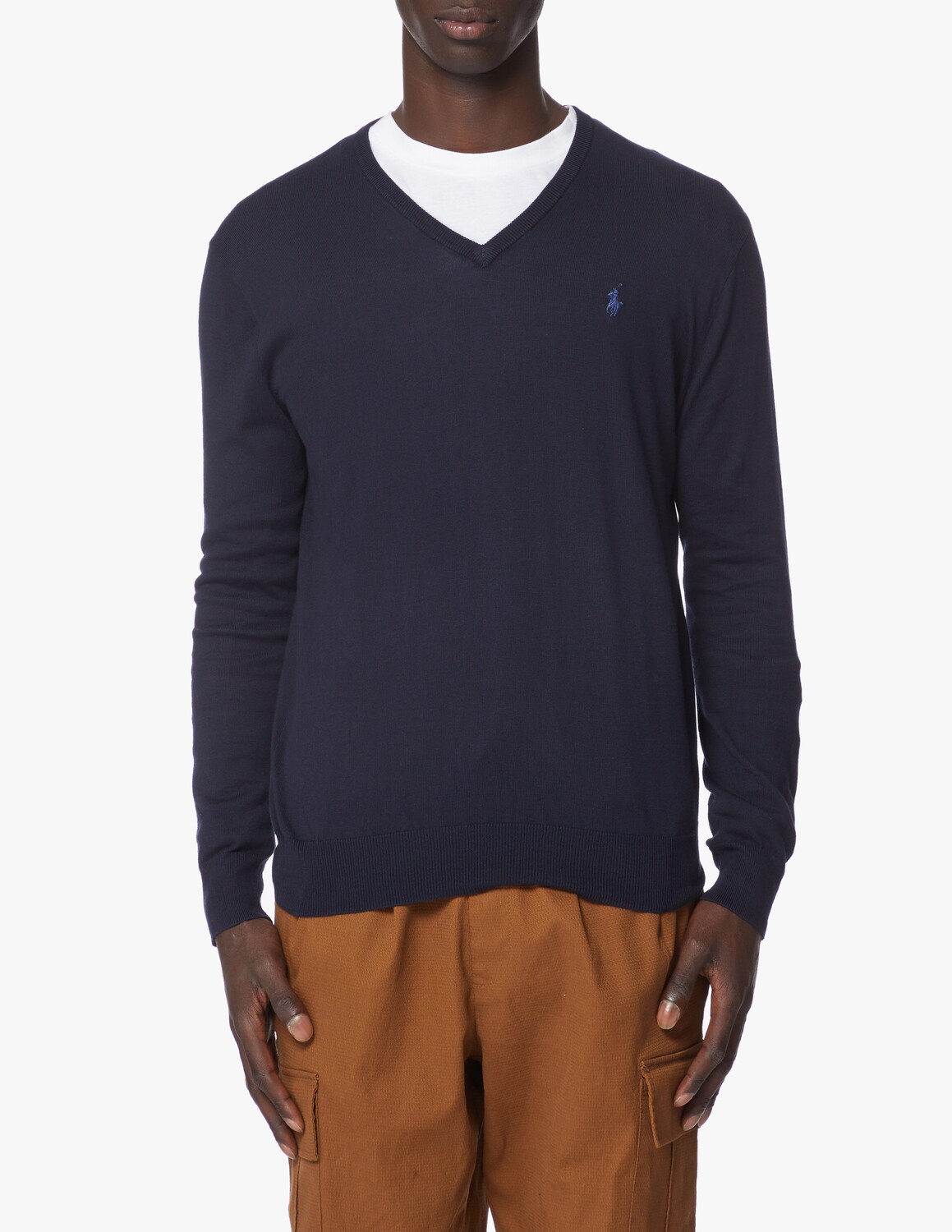 

Свитер из хлопка пима с V-образным вырезом Ralph Lauren, цвет Hunter Navy