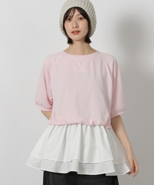 

Мини-футболка из флиса с многослойным дизайном, рукава 6/8 LAKOLE, розовый