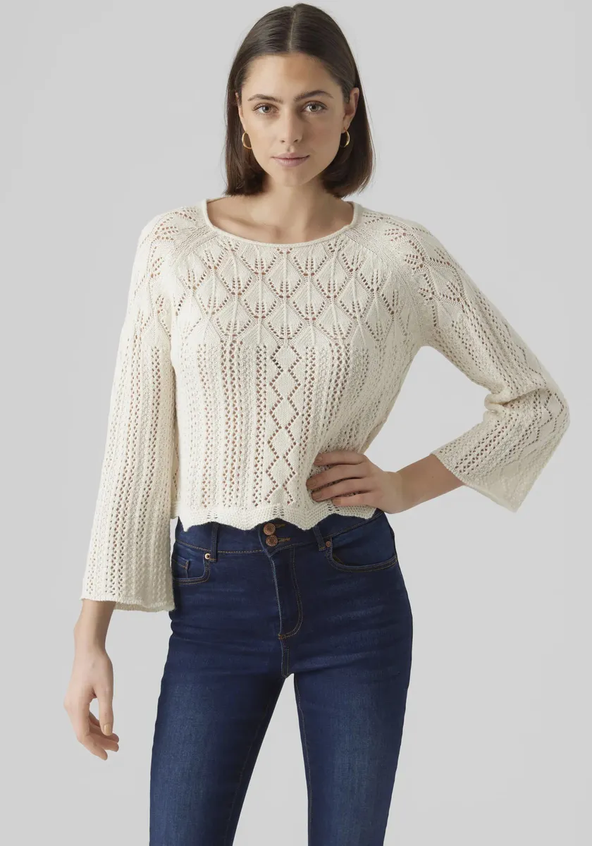 

Вязаный свитер Vero Moda "VMGINGER 3/4 BOATNECK PULLOVER GA NOOS", цвет Birch