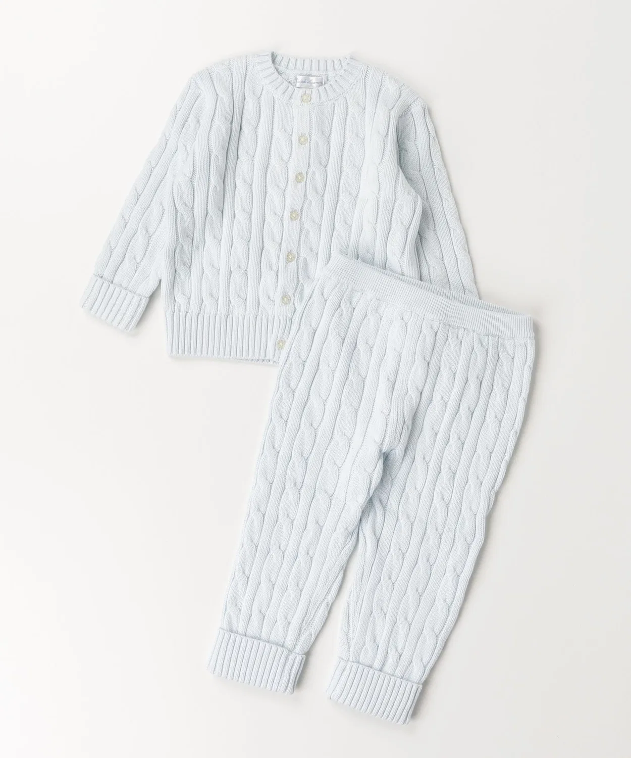 Вязаный кардиган и брюки набор, хлопок, Ralph Lauren, голубой
