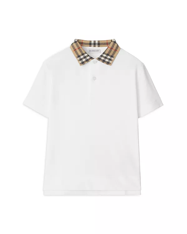

Хлопковая рубашка-поло в клетку для мальчиков - для детей постарше и для малышей Burberry, белый