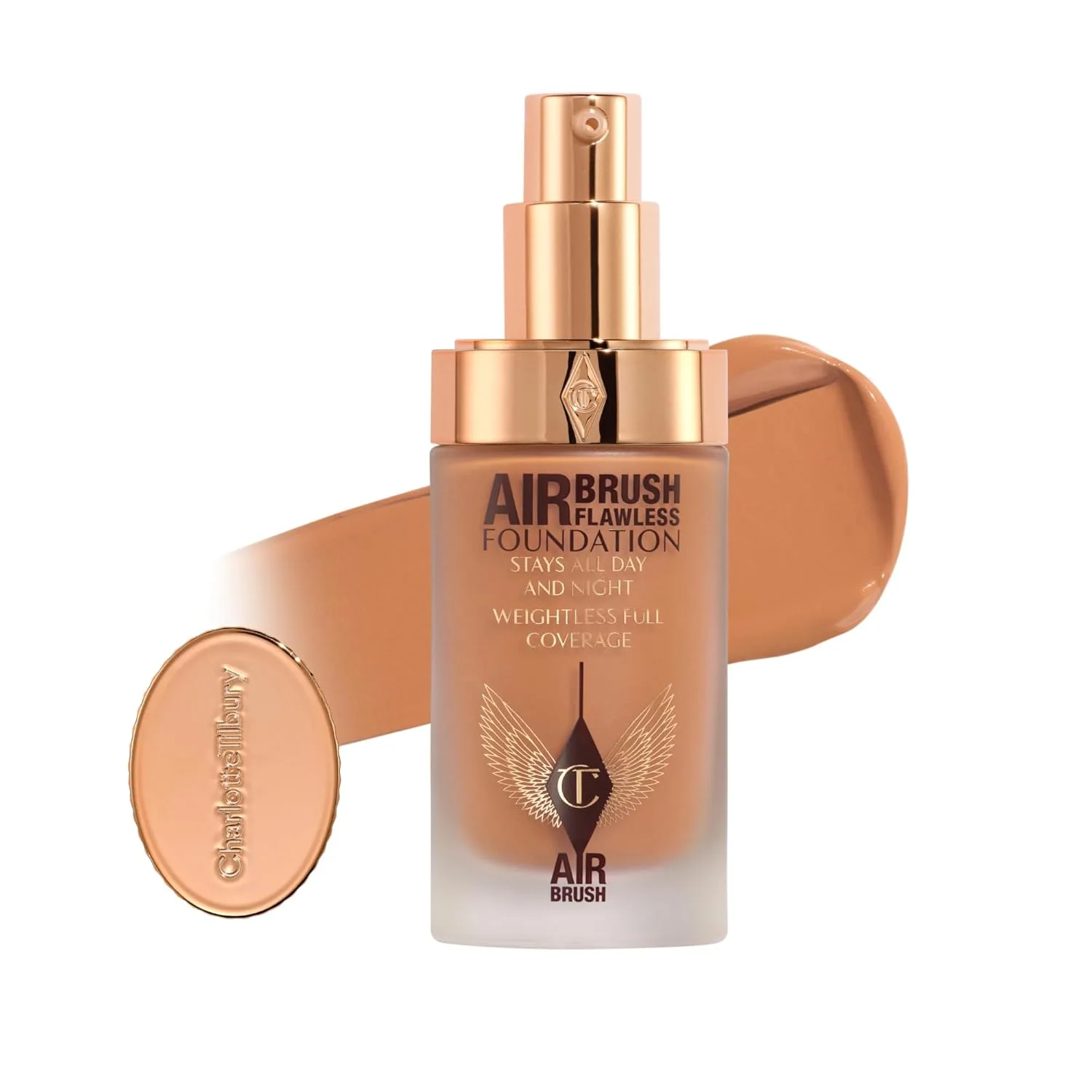Charlotte Tilbury Airbrush Flawless Matte Foundation - тональная основа с полным покрытием и натуральным матовым финишем, выравнивает и скрывает поры, водостойкая и устойчивая к переносу, 12 Cool - Tan with cool undertones