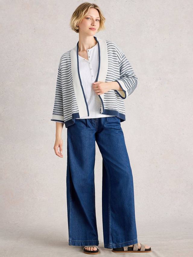 

Кардиган Kylie Stripe с открытым воротом White Stuff, Blue/Multi