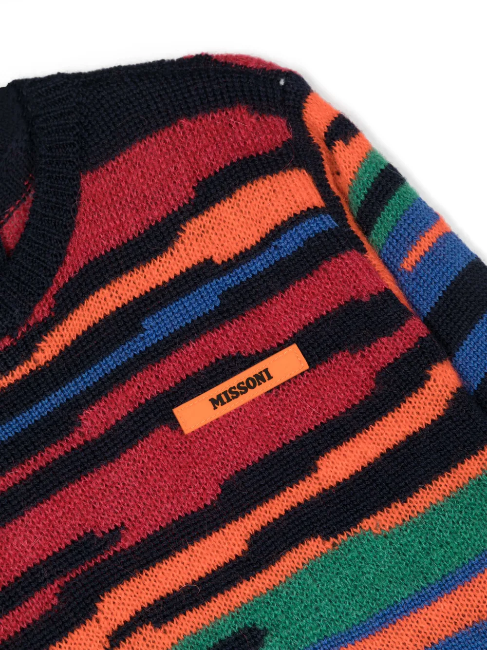 Джемпер с интарсией и нашивкой-логотипом Missoni Kids, синий — фото 3