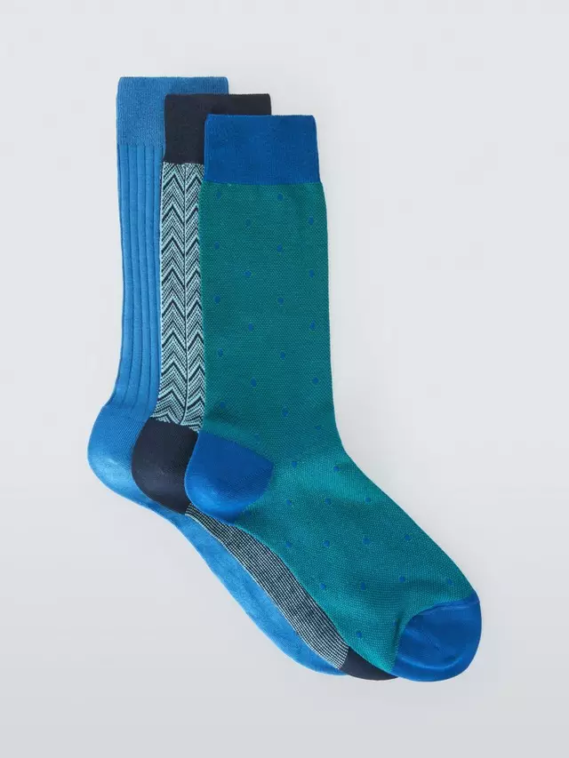 

Носки John Lewis Made in Italy Cotton Textured 3 шт, разноцветный