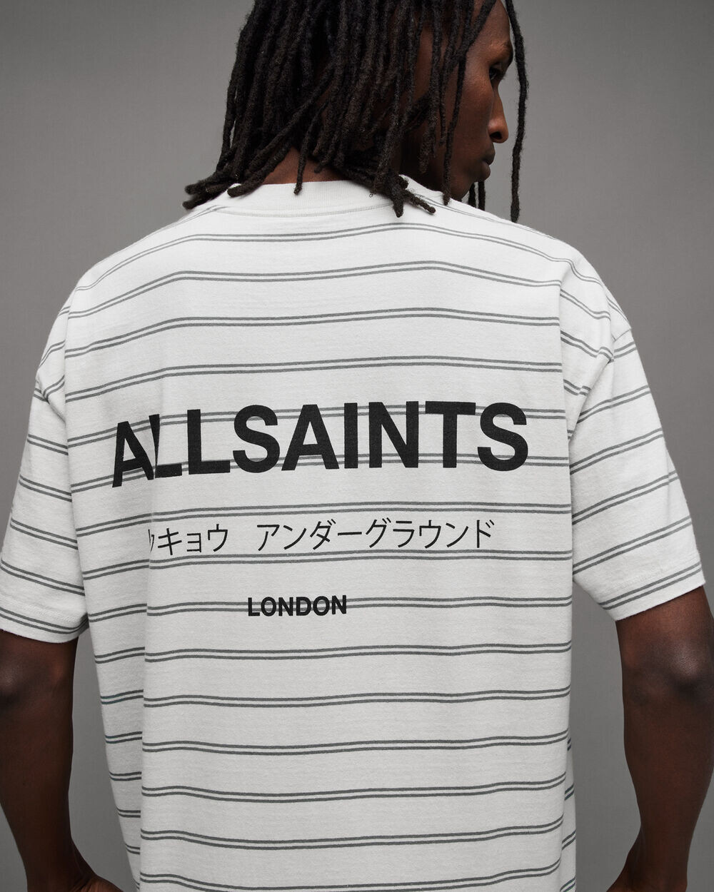 

Футболка в полоску оверсайз Underground AllSaints, красочный серый/серый