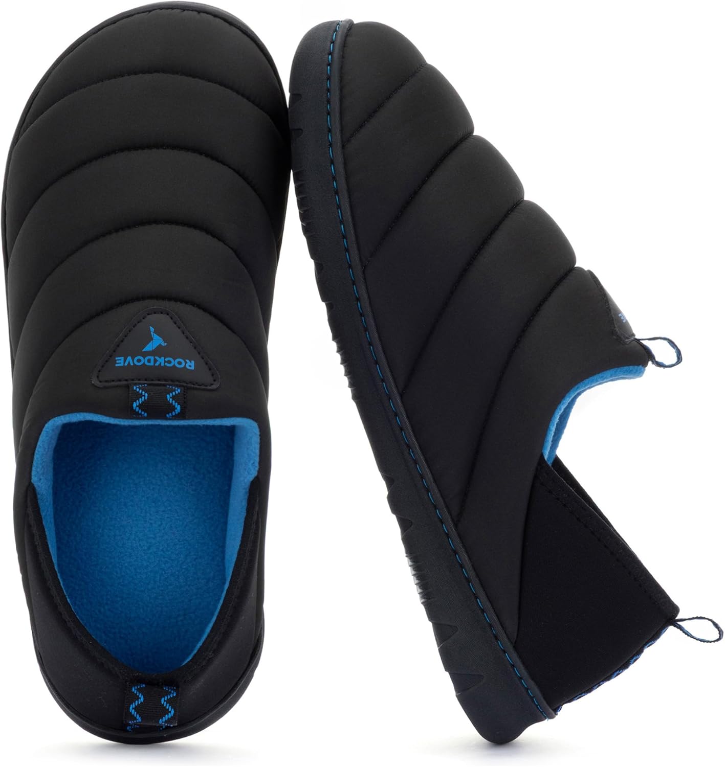 

Мужские тапочки-лоаферы RockDove Pufflite с двухцветной стеганой отделкой и подошвой для дома и улицы, черный/синий