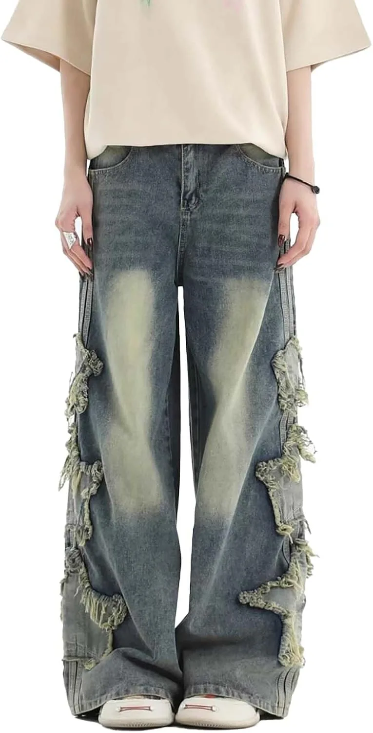 

Багги джинсы для женщин Y2K в стиле гранж LUUTWAL