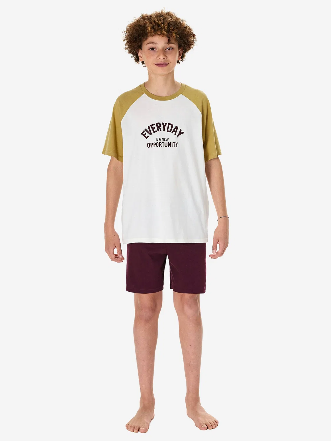Пижама, подростковая ночная одежда. Schiesser, Khaki/Bordeaux/Off White — фото 4
