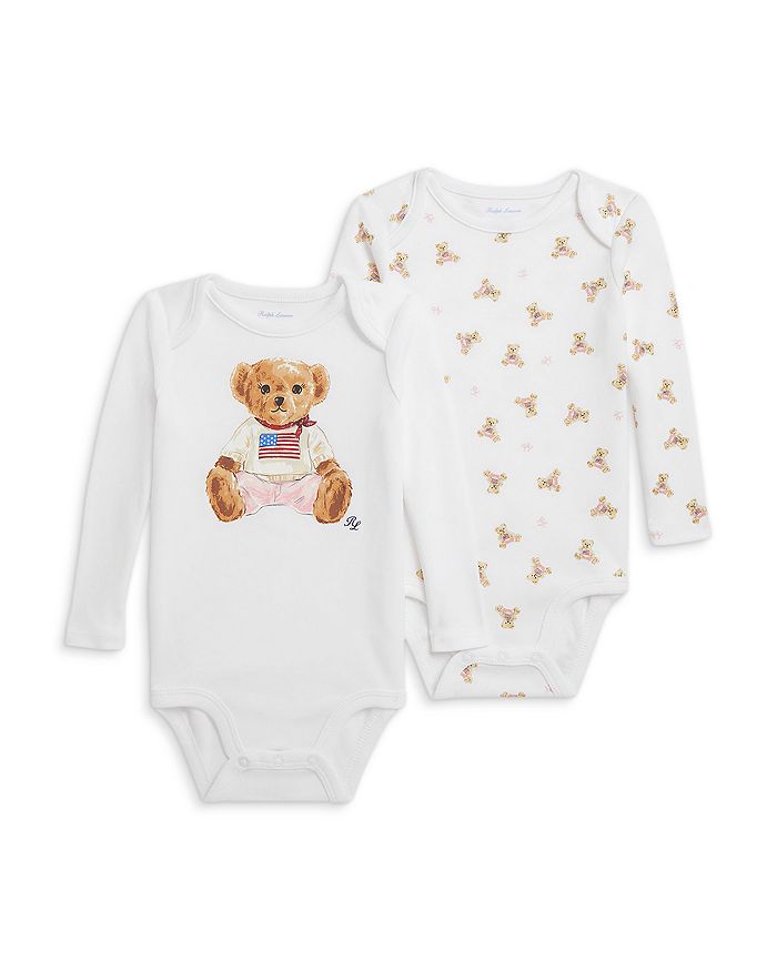 

Боди для девочки Polo Bear из хлопка - 2 шт. Ralph Lauren, белый