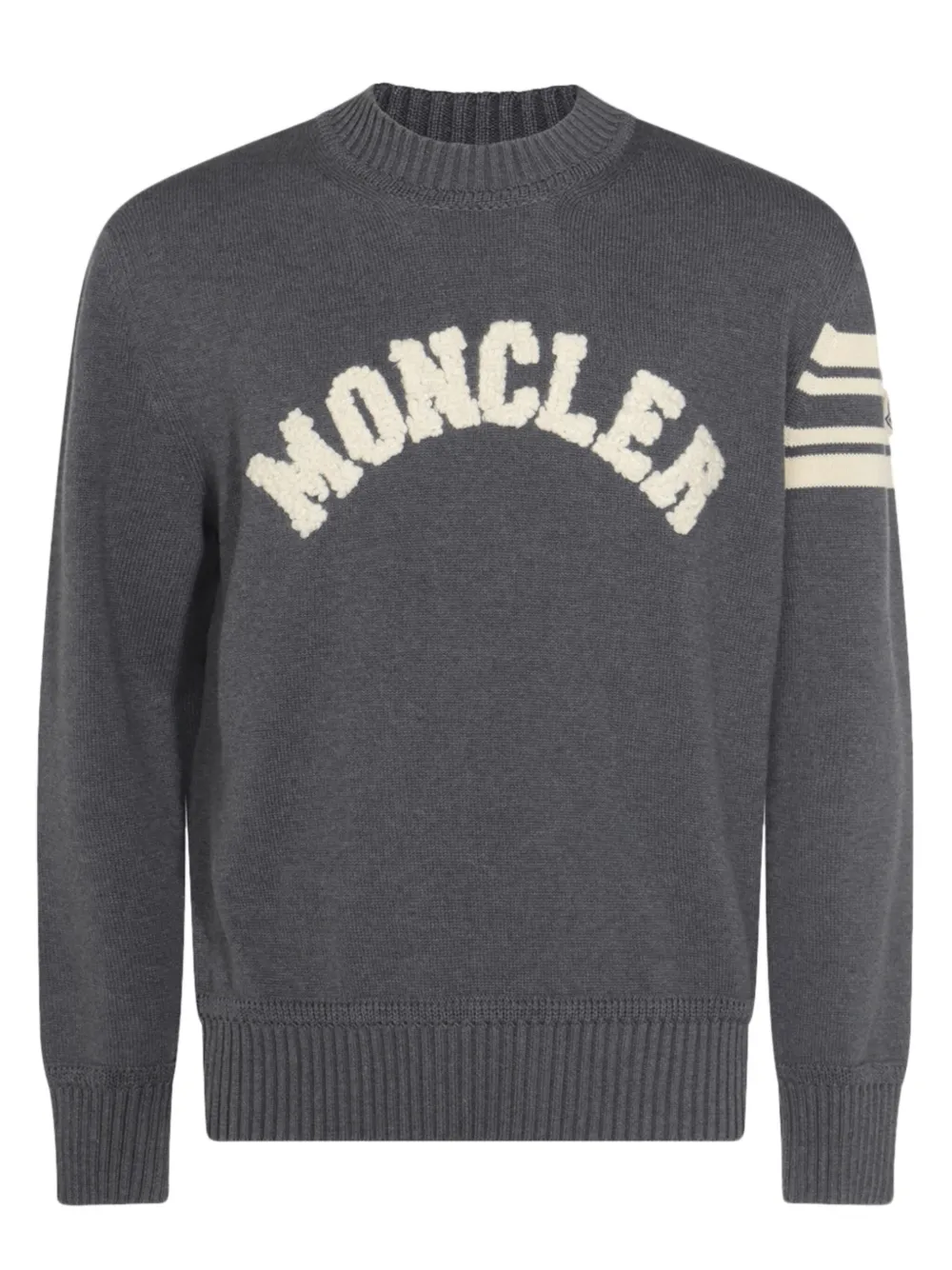 

Свитер с вышитым логотипом и полосатыми рукавами MONCLER