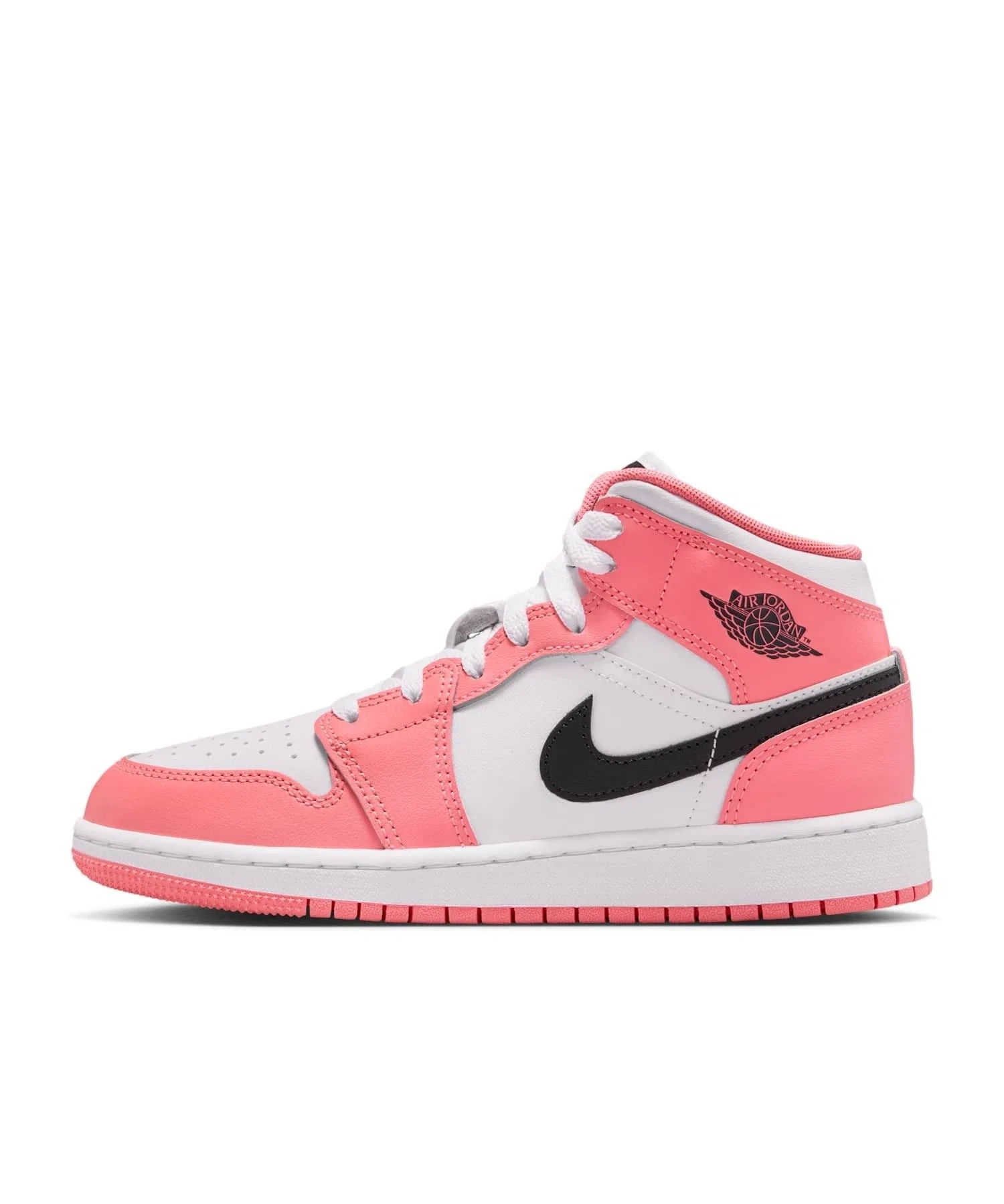 Детские кроссовки Air Jordan 1 Mid из натуральной кожи JORDAN BRAND розовые