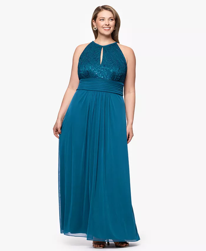 

Длинное кружевное платье-халтер больших размеров B&A By Betsy and Adam