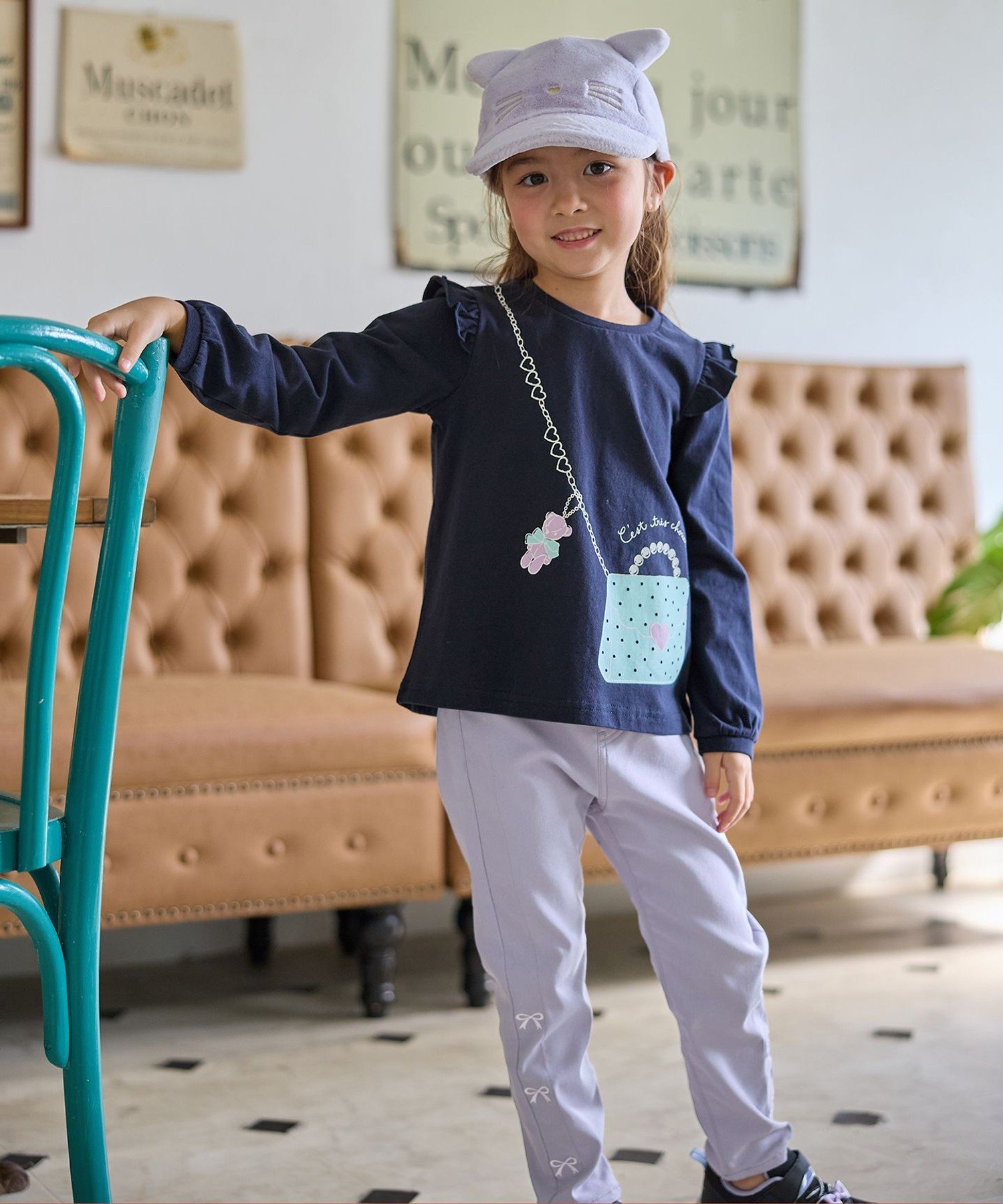 Футболка с длинным рукавом 7days Print ANY KIDS, Navy x Pochette [075] — фото 4
