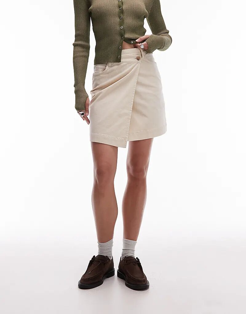 

Мини-юбка ARKET с вельветовым запахом светло-бежевого цвета