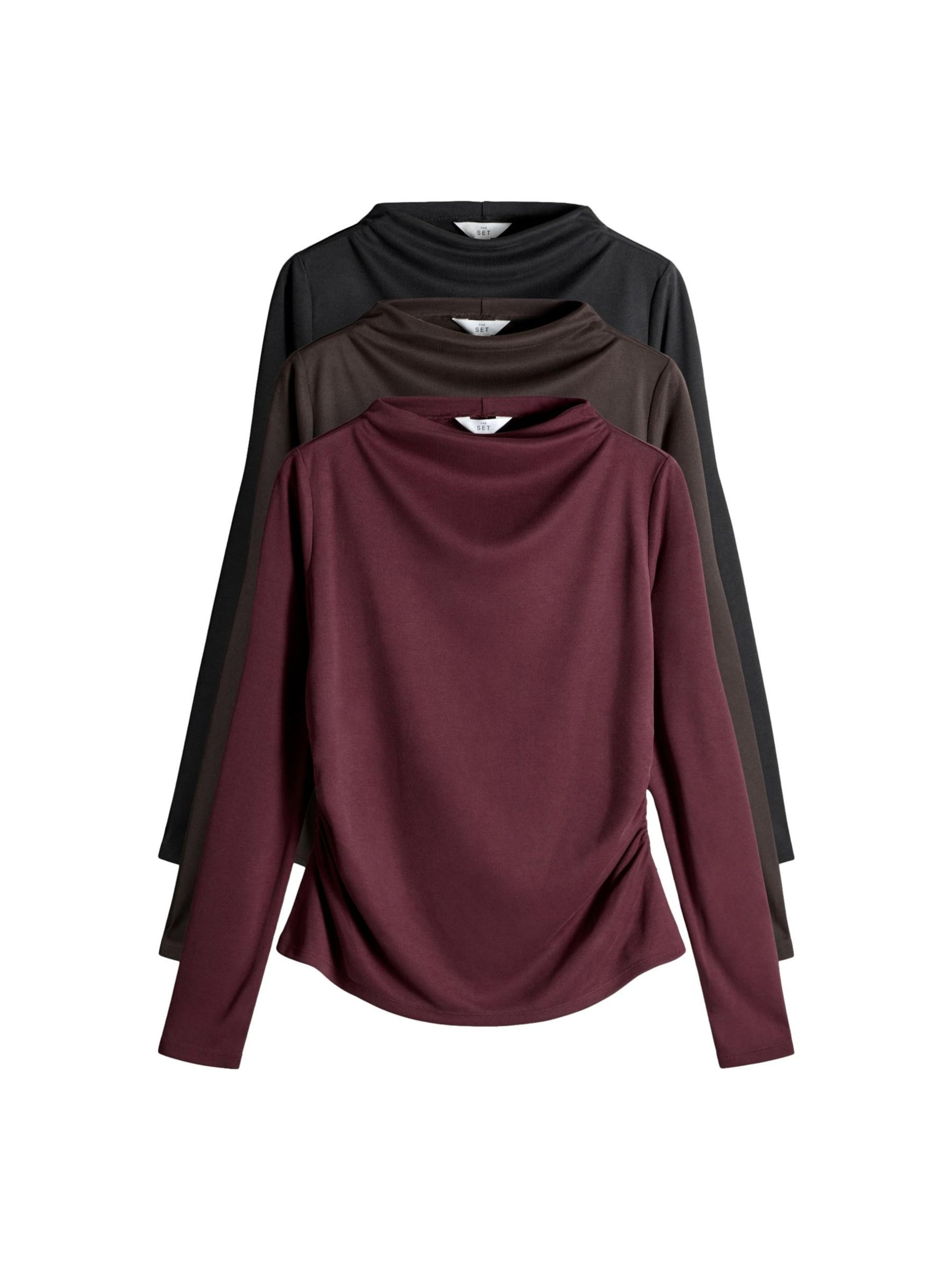 

The Set Лонгслив в цветах Brown, Burgundy, Black