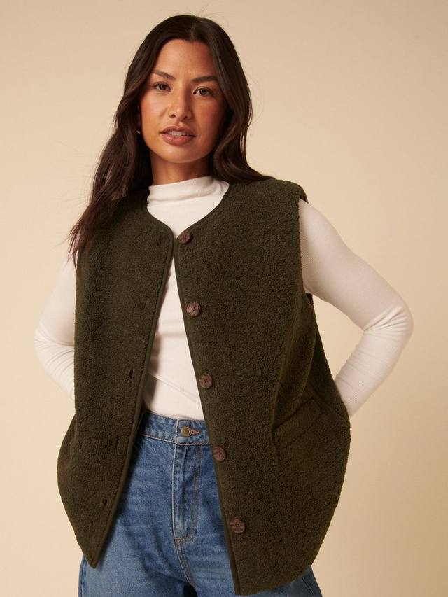 

Бордовый жилет с круглым вырезом Nobody's Child, Khaki