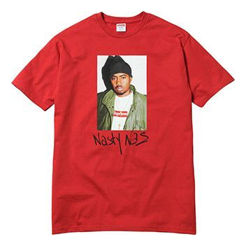 

Футболка fw17 nas tee red character printing short sleeve Supreme, красный