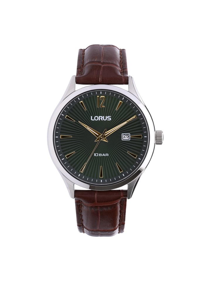 

Кварцевые часы Lorus с серебристым кожаным ремешком