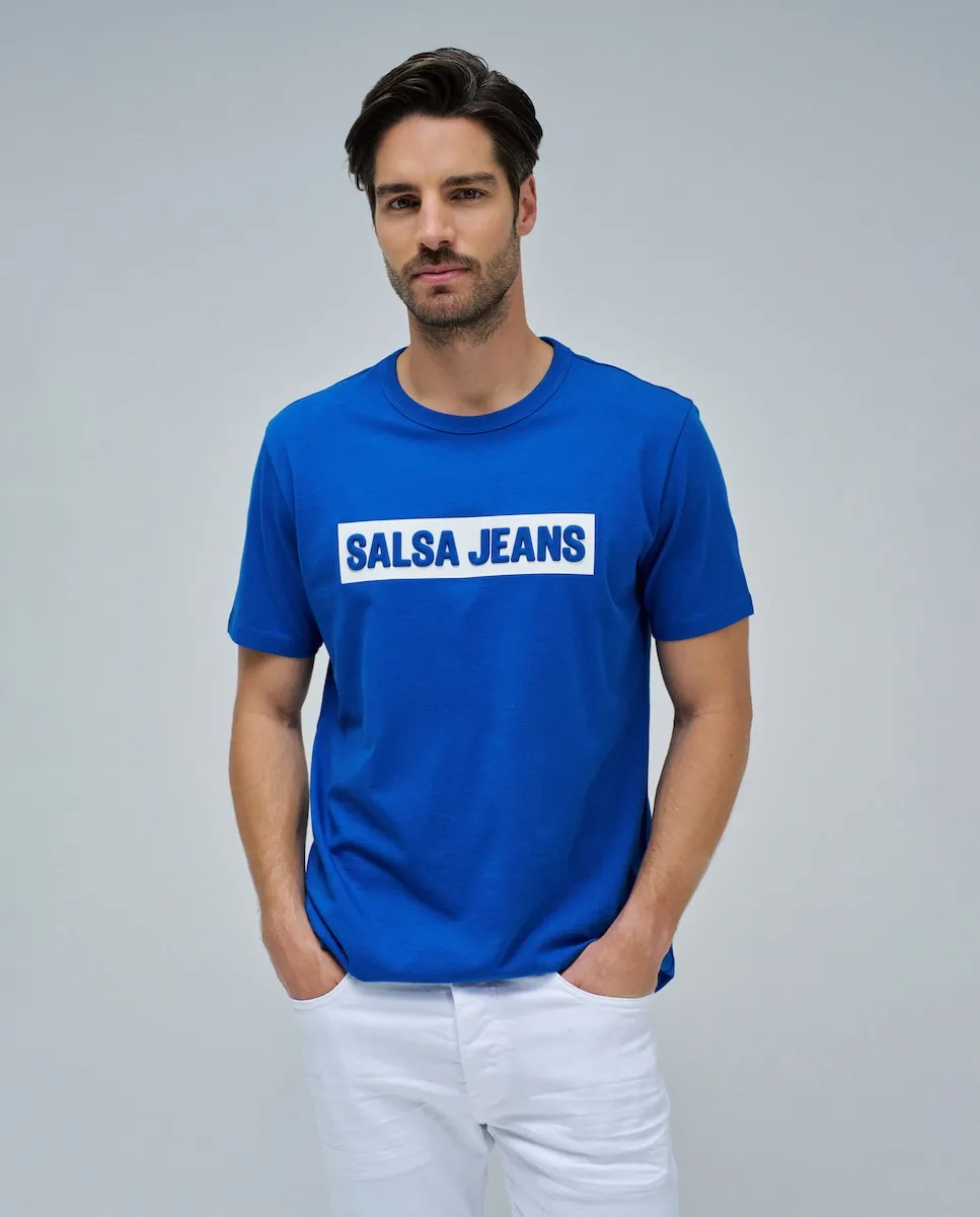 

Мужская футболка с рельефным логотипом Salsa Jeans, синий