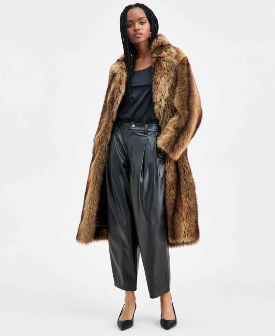 

Женские брюки-бочонки из искусственной кожи Bar III, Black