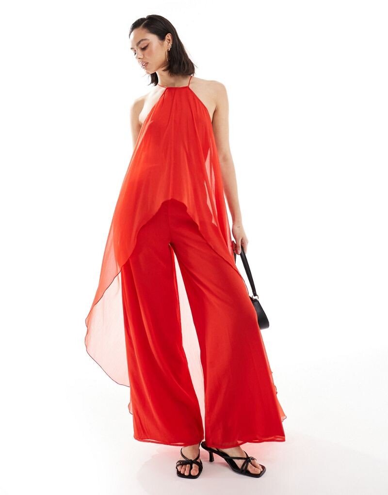 

Красный комбинезон с открытыми плечами ASOS DESIGN