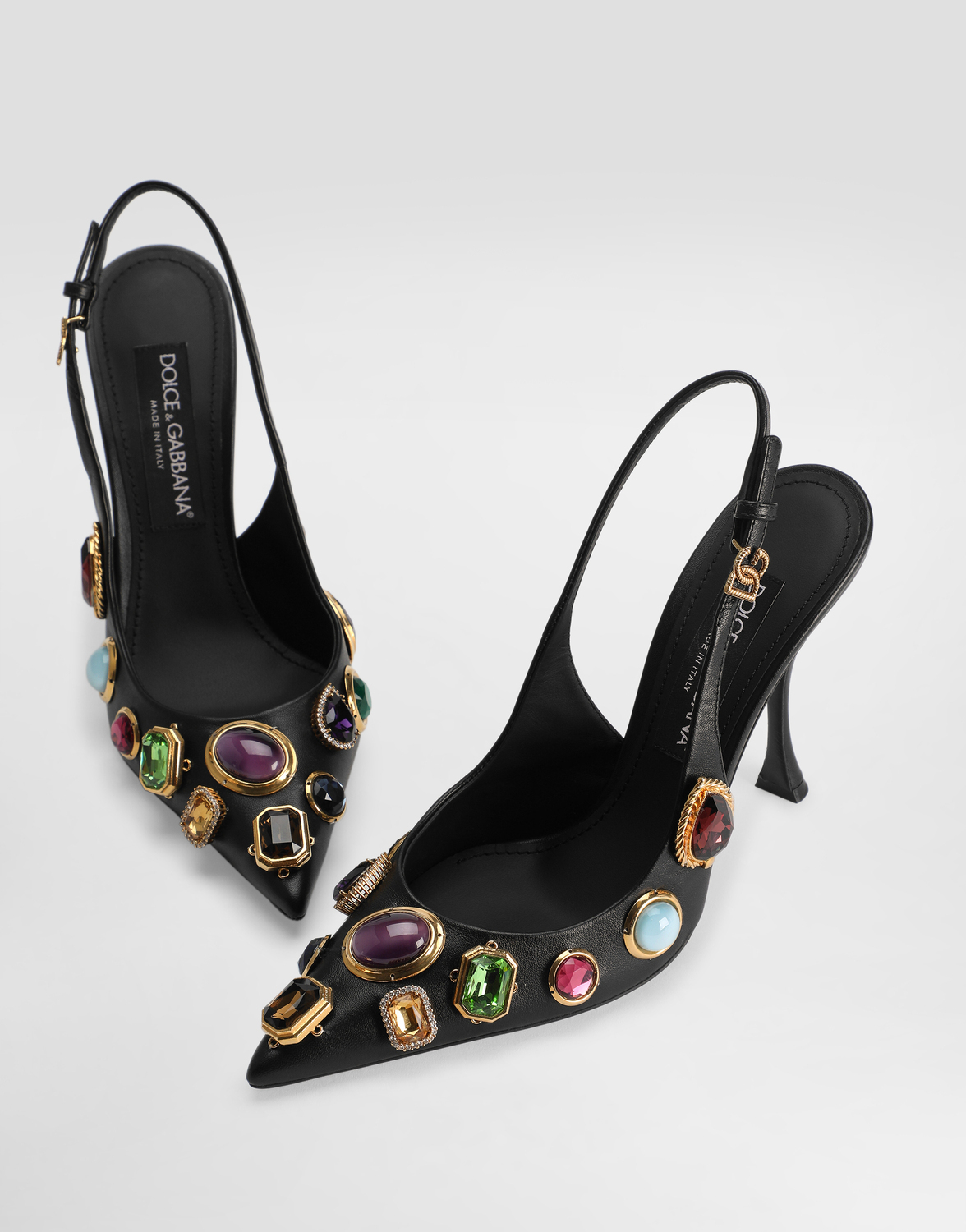 Туфли-слингбэки с вышивкой из камней Dolce & Gabbana, мультиколор — фото 4