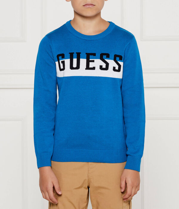 

Свитер детский Guess хлопковый с полосой, синий