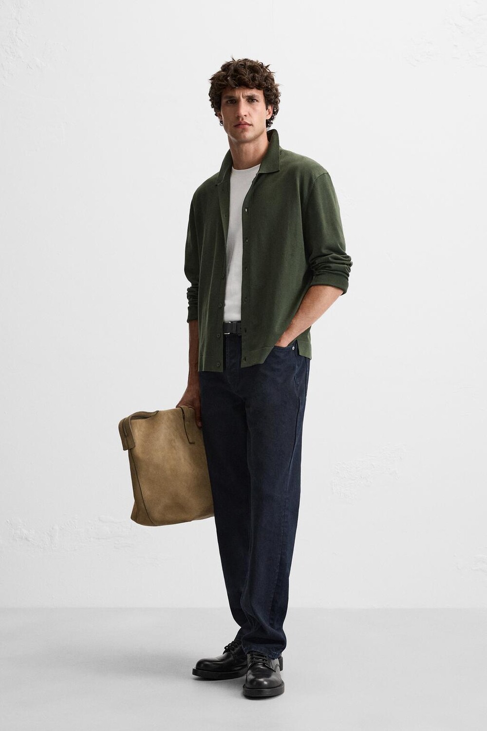 

Рубашка с строчными швами ZARA, зеленый
