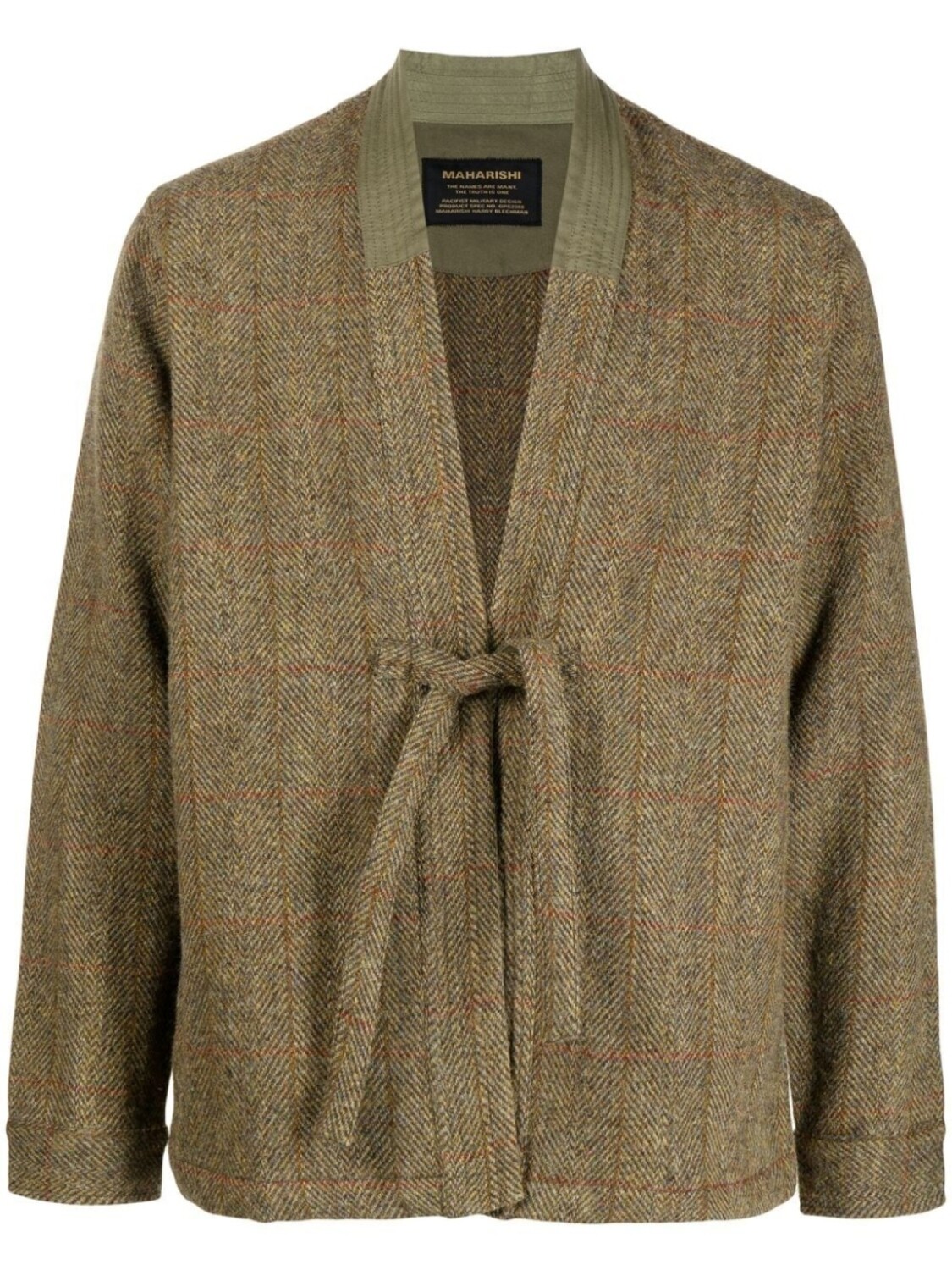 

Maharishi клетчатый жакет с завязками, зеленый