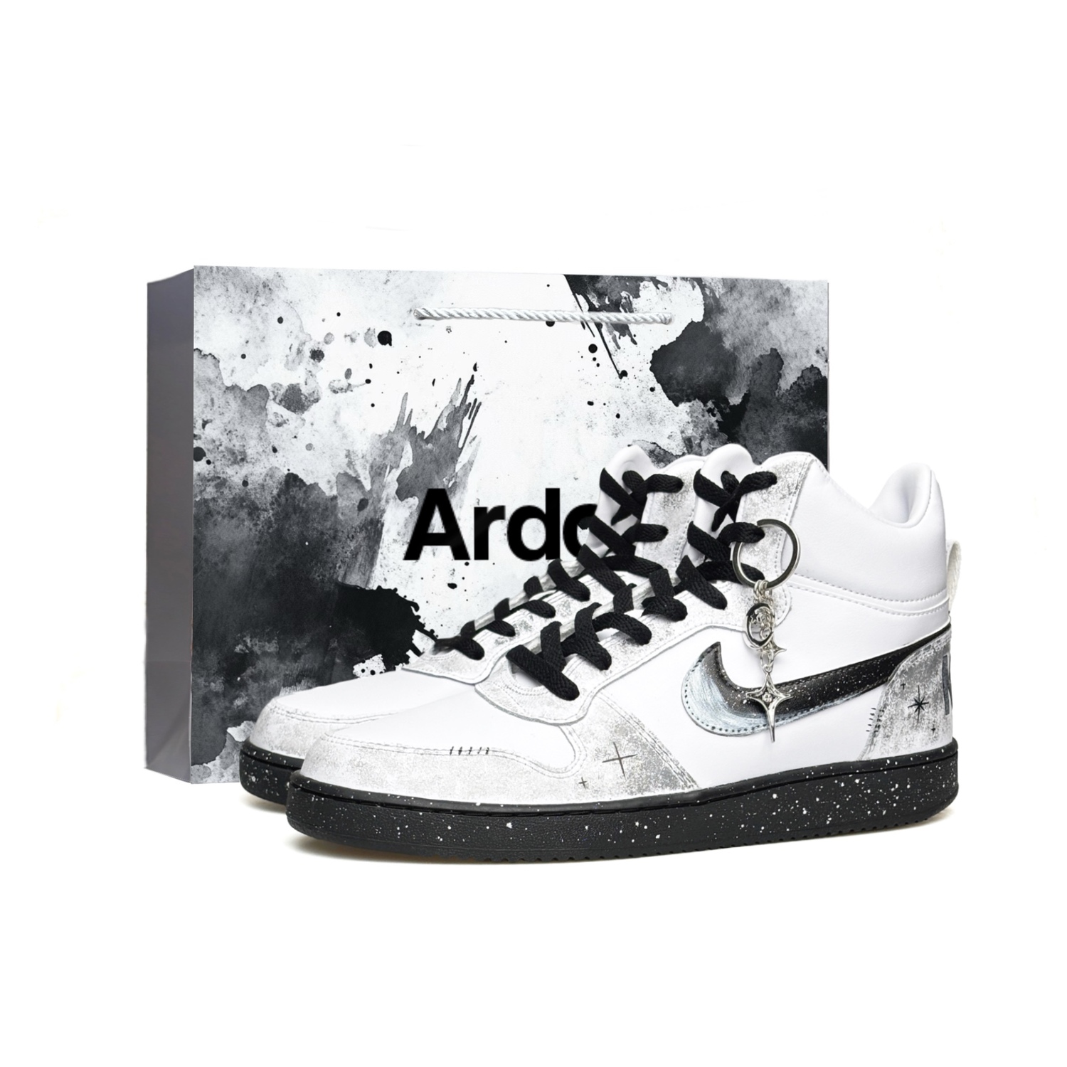 

Court Borough Vassell Slip Resistant, Abrasion Resistant, Height Increasing Mid top Skateboard Shoes для мужчин Nike, черный белый