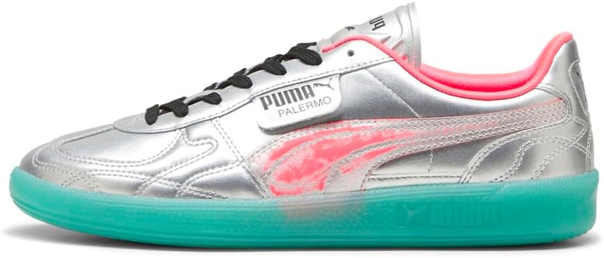 Мужские кроссовки PUMA Palermo Newgenfooty - повседневные, зеленые, розовые, серебристые — фото 3