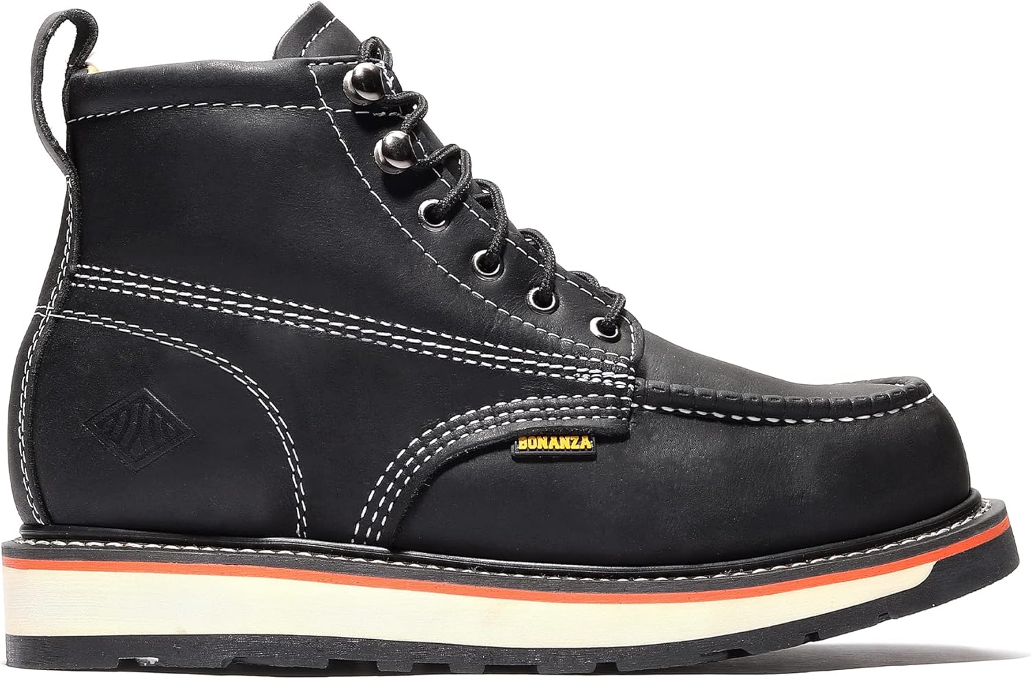 Ботинки для мужчин Bonanza Boots Frontier Dual 6 - премиальная кожа, носок-мокку, стальной носок, легкая двухслойная подошва с комфортной клиновидной вставкой; соответствует стандартам ASTM, черный — фото 3