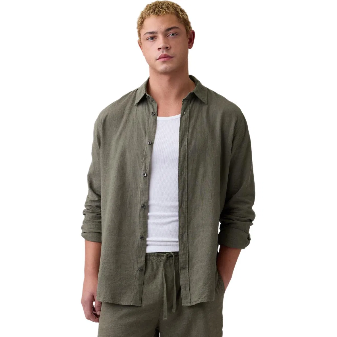 Рубашка унисекс с отложным воротником GAP, Gray Green