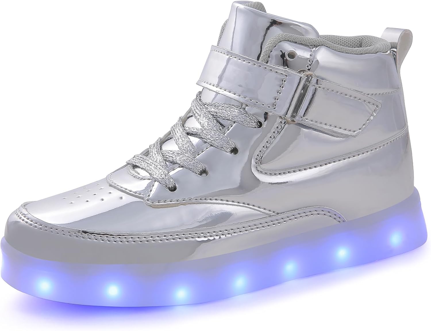 

Унисекс светящиеся кроссовки на LED-подсветке, высокие кеды для женщин и мужчин Voovix, серебро